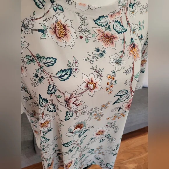 Loft floral blouse short sleeve high low XL - Picture 5 of 8